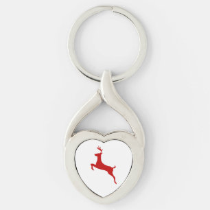 Reindeer Jump Christmas Red Silhouette Trucker Hat Key Ring