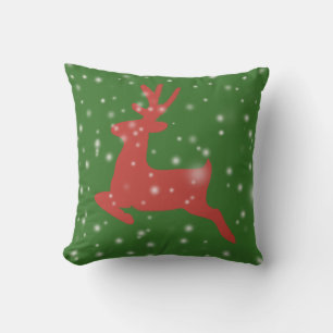 Reindeer Jump Siluette Snow Cushion 41 cm x 41 cm