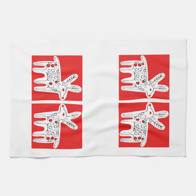 Reindeer Kiss Tea Towel (Horizontal)