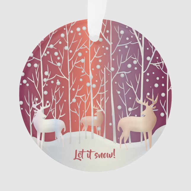 Reindeer, Let it Snow! Christmas Ornament (Front)