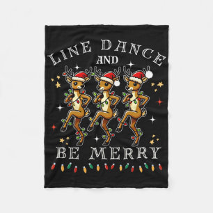 Reindeer Line Dance And Be Merry Christmas Festive Fleece Blanket