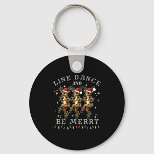 Reindeer Line Dance And Be Merry Christmas Festive Key Ring