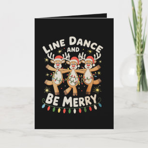 Reindeer Line Dance And Be Merry Christmas Lights Card