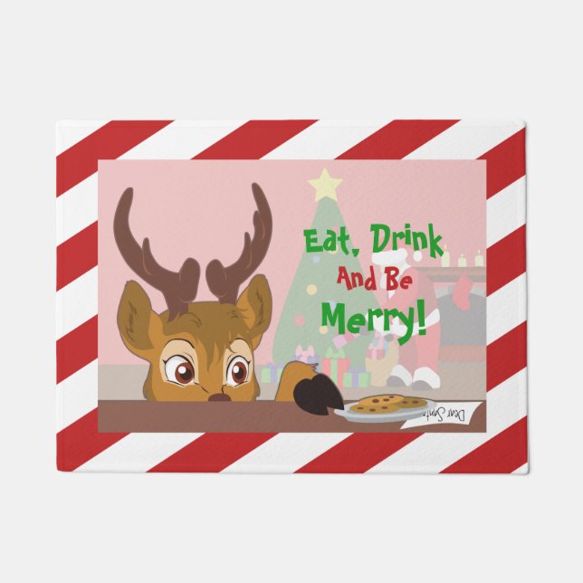 Reindeer Love Cookies Doormat (Front)