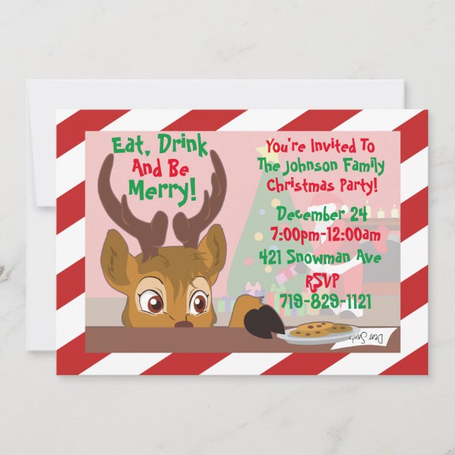 Reindeer Love Cookies Invitation (Front)