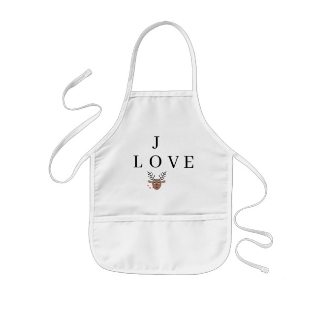 Reindeer Love Joy Festive Christmas Crossword Cute Kids Apron (Front)