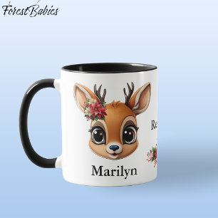 Reindeer Love, Poinsettia Deer, Fawn, Floral Doe🦌 Mug