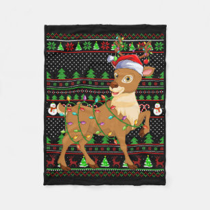 Reindeer Lover Family Matching Ugly Reindeer Chris Fleece Blanket
