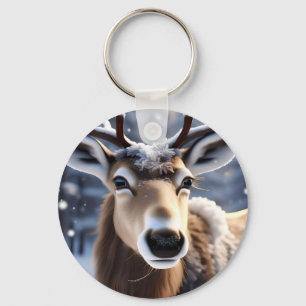 Reindeer Magic: Close-Up of Santas Loyal Companion Key Ring