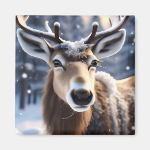 Reindeer Magic: Close-Up of Santas Loyal Companion Magnet