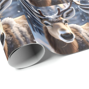Reindeer Magic: Close-Up of Santas Loyal Companion Wrapping Paper