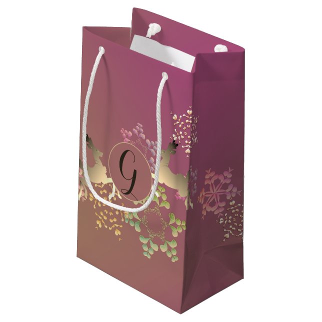 Reindeer & Magical Snowflakes Small Gift Bag (Back Angled)
