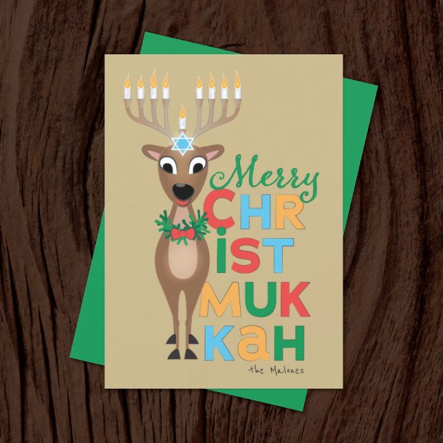 Reindeer Menorah Hanukkah Christmas Card (Creator Uploaded)