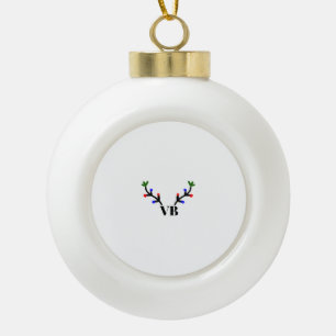 Reindeer merry Christmas add name text name title Ceramic Ball Christmas Ornament