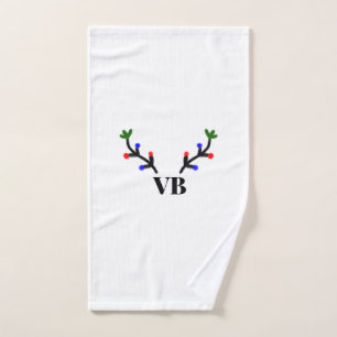 Reindeer merry Christmas add name text name title Hand Towel
