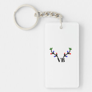 Reindeer merry Christmas add name text name title Key Ring