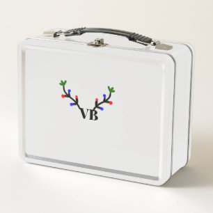 Reindeer merry Christmas add name text name title Metal Lunch Box