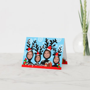 Reindeer Merry Christmas Add Photo Card 1