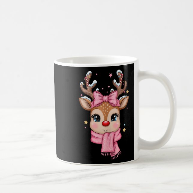 Reindeer Merry Christmas Cute Girl Women Kids Tank Coffee Mug (Right)