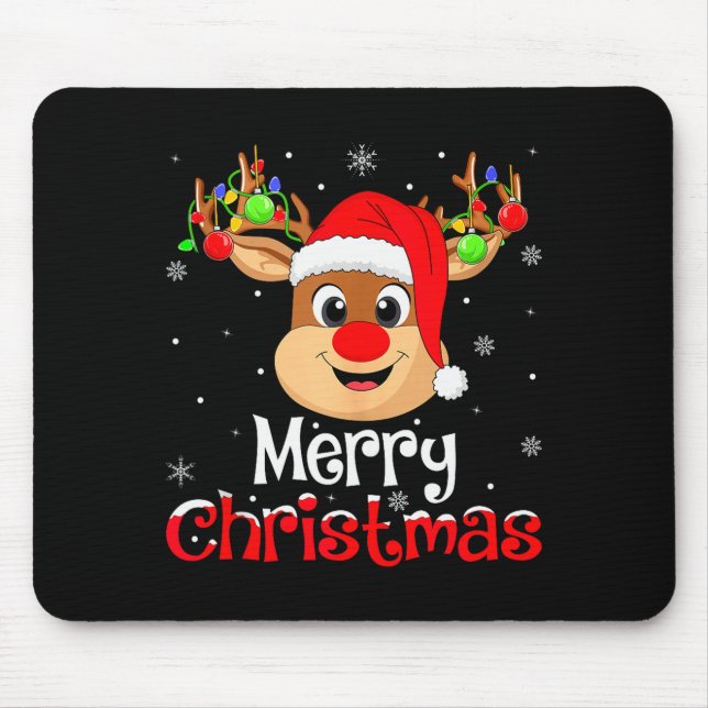 Reindeer Merry Christmas Family Men Women Kids Xma Mouse Pad (Front)