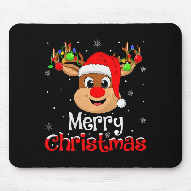 Reindeer Merry Christmas Family Men Women Kids Xma Mouse Pad (Front)