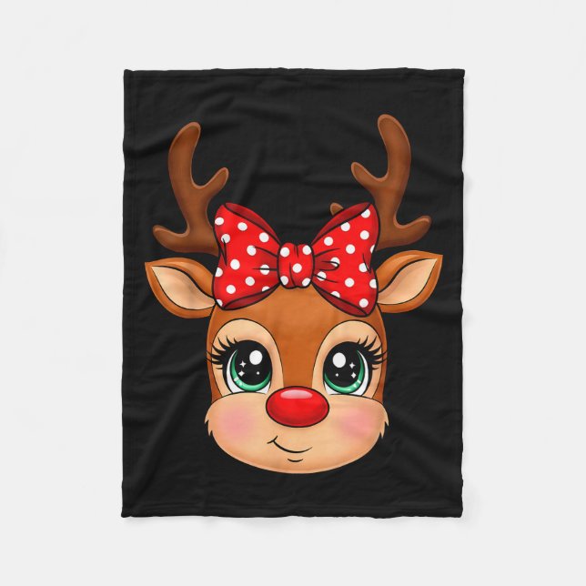 Reindeer Merry Christmas Girl Boy Kids  Fleece Blanket (Front)