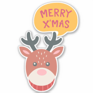 reindeer merry Christmas sticker 