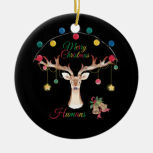 Reindeer Merry Christmas Stylish Ceramic Ornament