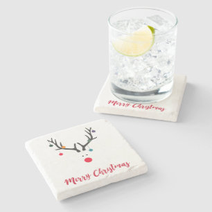 Reindeer minimalist modern Christmas Stone Coaster