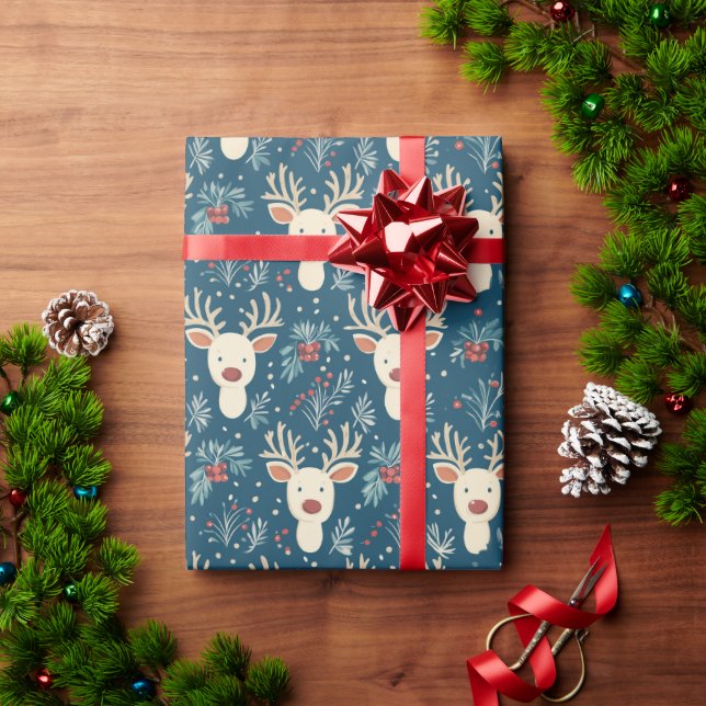 Reindeer Mistletoe Christmas Eve Wrapping Paper (Holiday Gift)