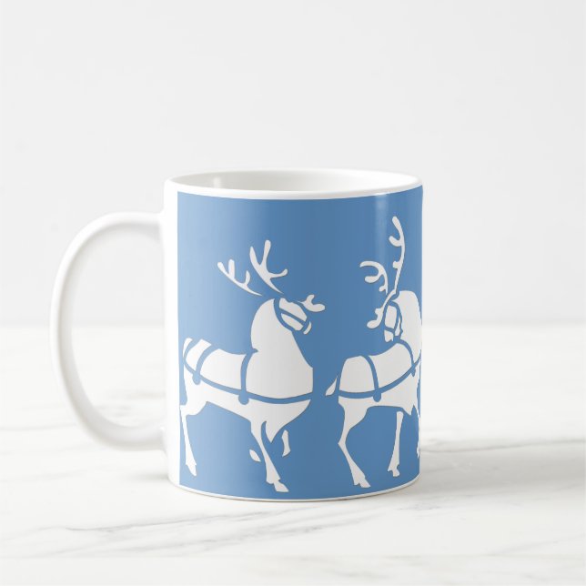 Reindeer Mug Coffee Cup Festive Blue Christmas Cup (Left)