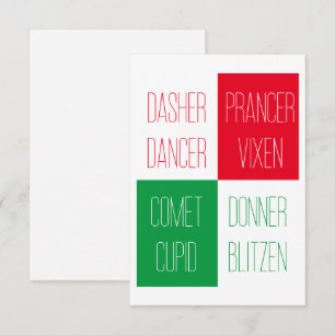 REINDEER NAMES 3.5x5 Flat Card
