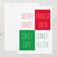 REINDEER NAMES 5.5x7.5 Flat Card