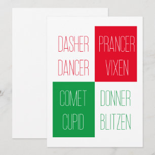 REINDEER NAMES 5.5x7.5 Flat Card
