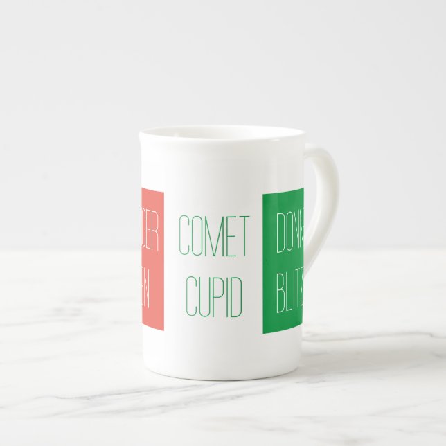 REINDEER NAMES Bone China Mug  (Front Right)