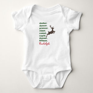 Reindeer Names Christmas Baby Bodysuit