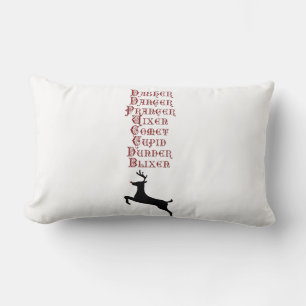 Reindeer Names Rudolph, Comet, Blixen Reindeer Lumbar Cushion