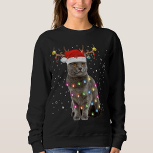 Reindeer Nebelung Cat Santa Christmas Light Xmas N Sweatshirt