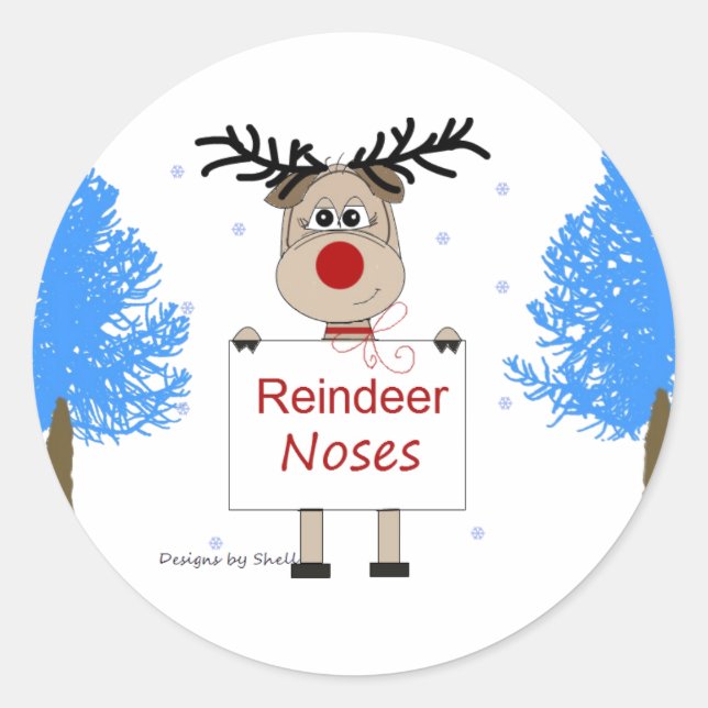Reindeer Noses Classic Round Sticker (Front)