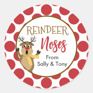 Reindeer Noses Treat Bag Sticker – Cute Christmas