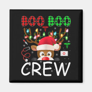 Reindeer Nurse Christmas Scrub Tops Boo Crew Nurse Magnet