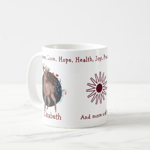 Reindeer On Blue Floral Backdrop. Unique And Funny Coffee Mug