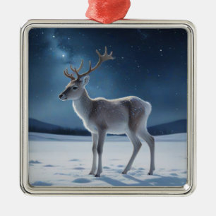 Reindeer on Christmas Eve Metal Ornament