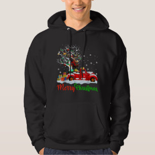 Reindeer On Red Truck Christmas Pajama Funny Xmas  Hoodie