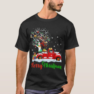 Reindeer On Red Truck Christmas Pajama Funny Xmas T-Shirt