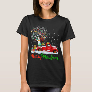 Reindeer On Red Truck Christmas Pajama Funny Xmas T-Shirt