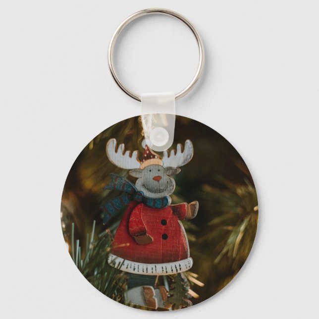 Reindeer Ornament Christmas Key Ring (Front)