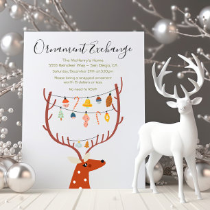 Reindeer ornament exchange Christmas Holiday Party Invitation