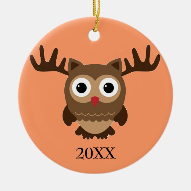 Reindeer Owl Ornament (Front)