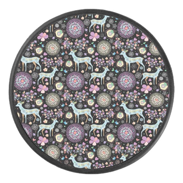 Reindeer Paterna Christmas Hockey Puck (Front)